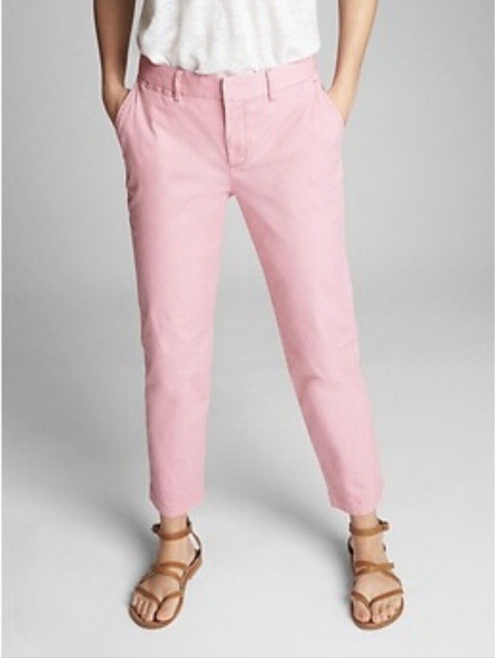 GAP Pink Slim City Crop Pants Mid Rise 3/4 Stretch Chino Trousers 2 Barbiecore